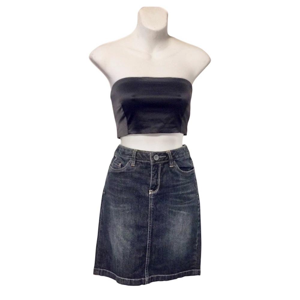 Converse One Star Women’s circa 1974 Distressed Dark Denim Pencil Skirt 2